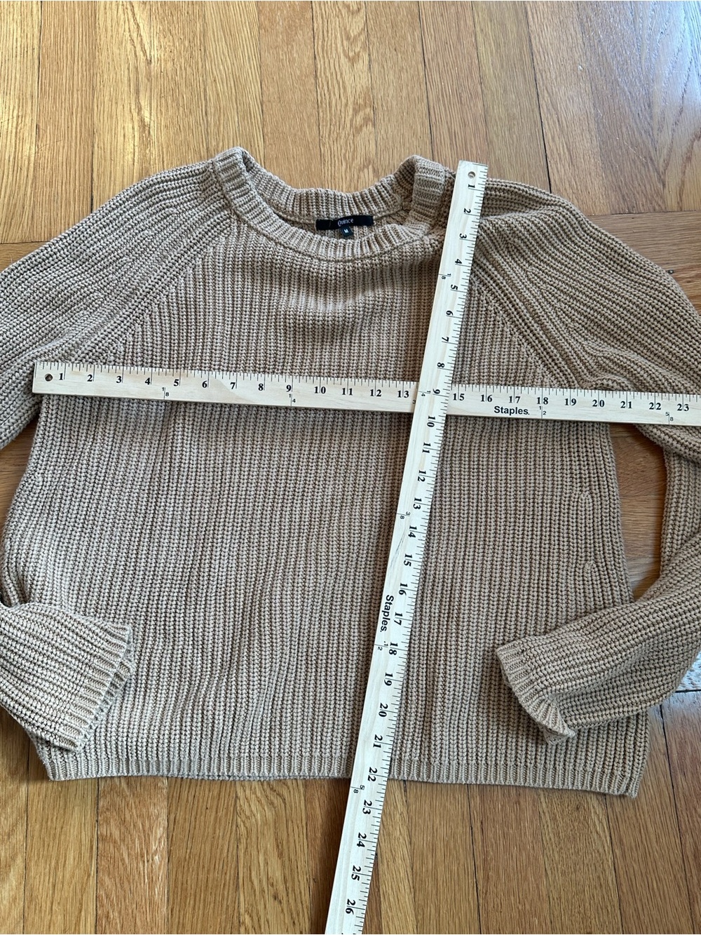Quince Tan Ribbed Organic Cotton Knit Women’s Fisherman Sweater - Picture 3 of 6